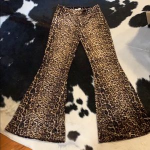 Velvet Stretchy Leopard Bell Bottoms
